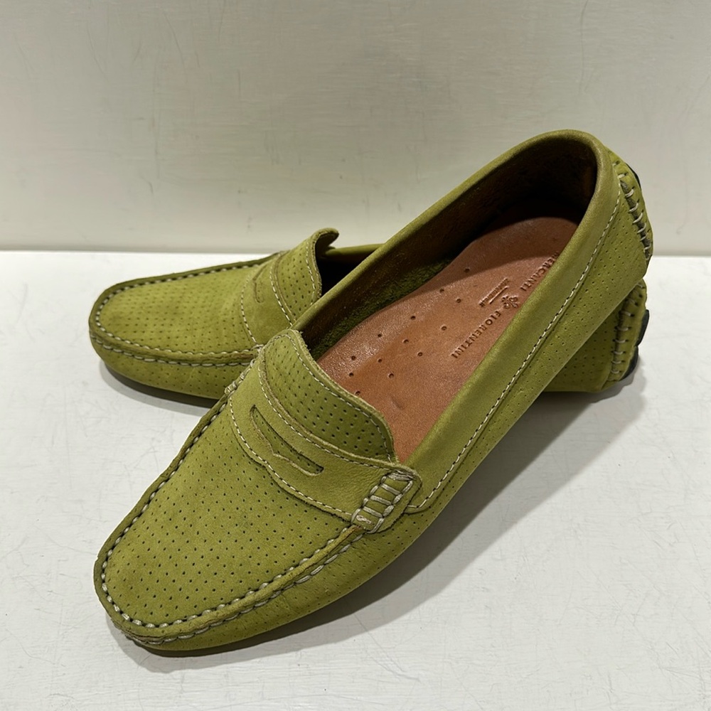 MERCANTI FIORENTINI “Lime Penny” Lime Green Nubuck Driving Moccasins (Sz: 7.5 B)